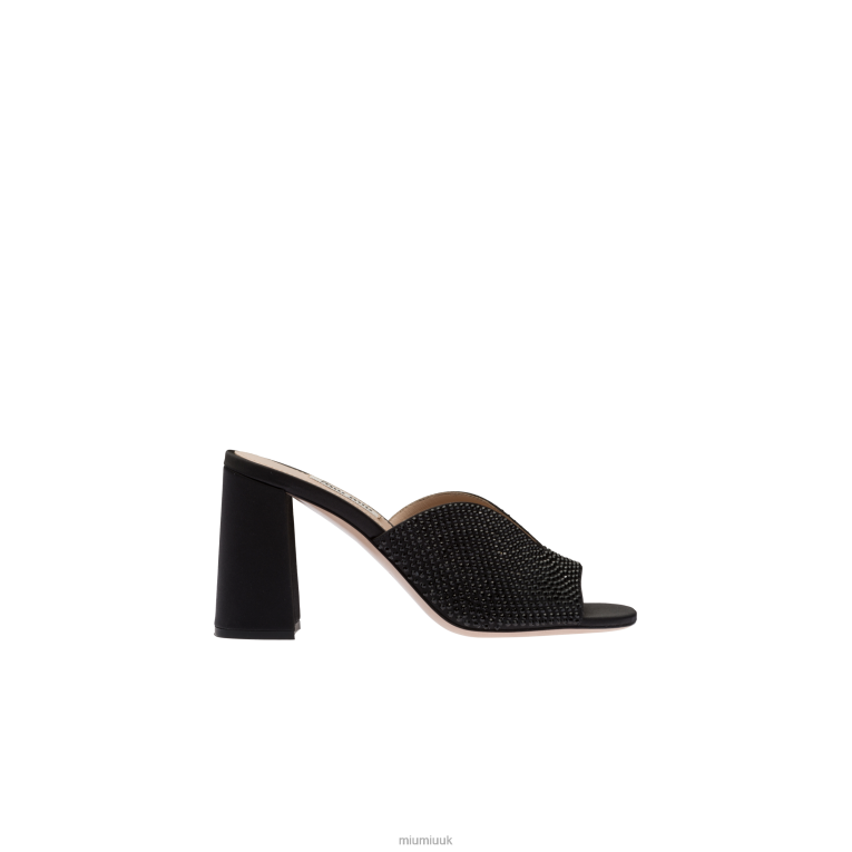 Shoes Satin Sandals With Crystals Miu Miu XH28Z233 Black