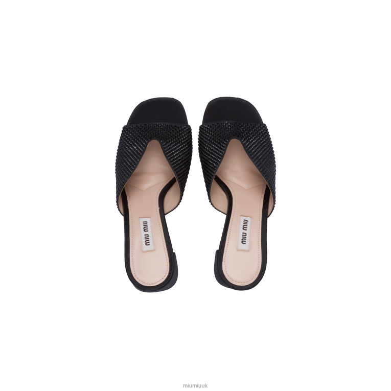 Shoes Satin Sandals With Crystals Miu Miu XH28Z233 Black