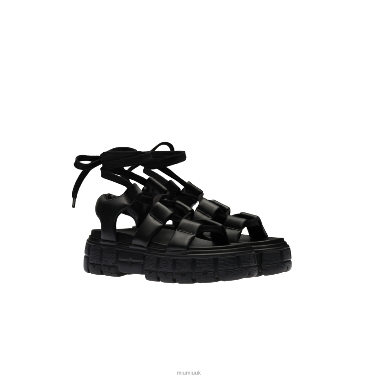 Shoes Sporty Nappa Leather Sandals Miu Miu XH28Z270 Black