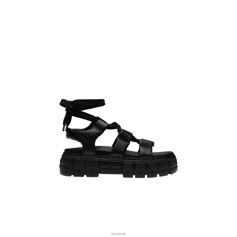 Shoes Sporty Nappa Leather Sandals Miu Miu XH28Z270 Black