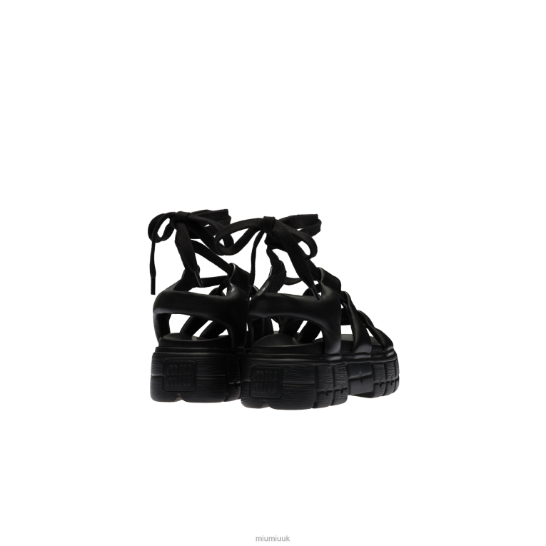 Shoes Sporty Nappa Leather Sandals Miu Miu XH28Z270 Black