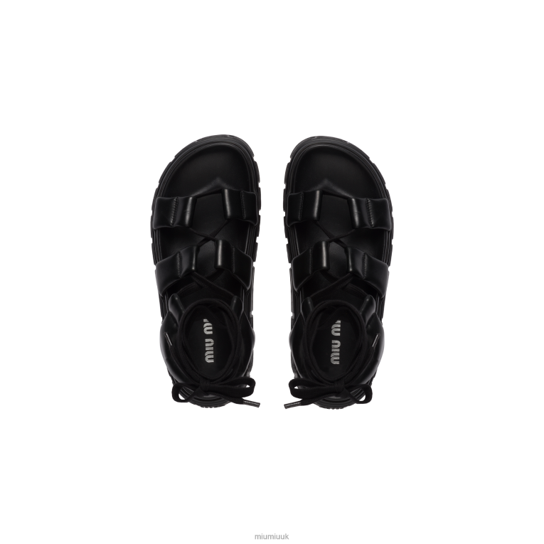 Shoes Sporty Nappa Leather Sandals Miu Miu XH28Z270 Black