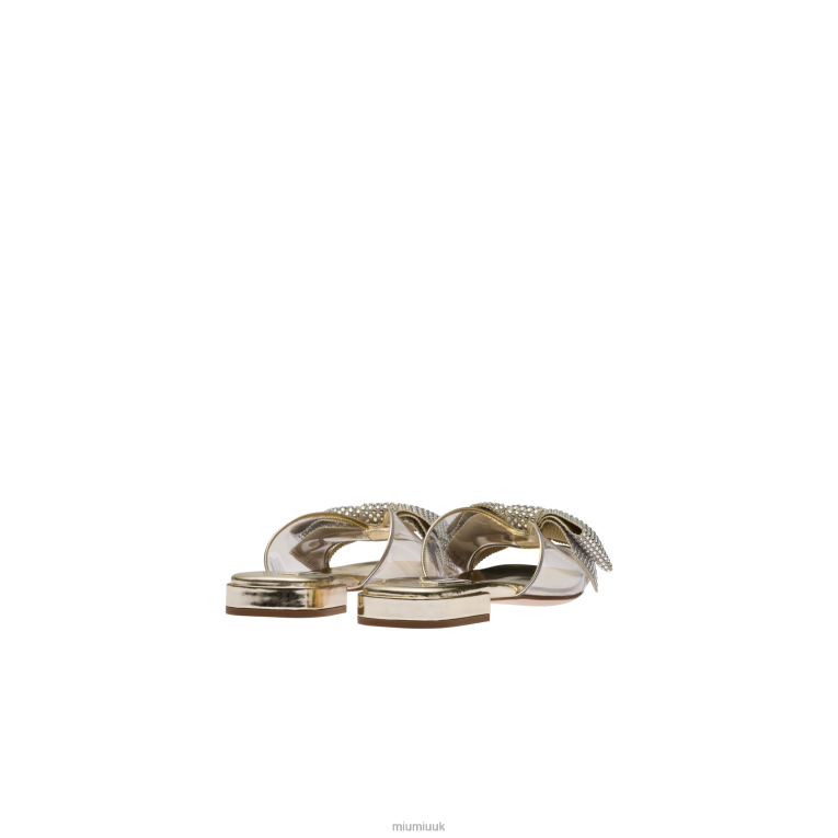 Shoes Vinyl And Metallic Leather Sandals With Crystals Miu Miu XH28Z268 Pyrite