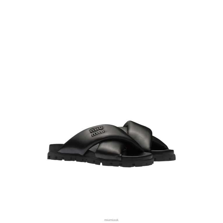 Shoes Leather Slides Miu Miu XH28Z347 Black