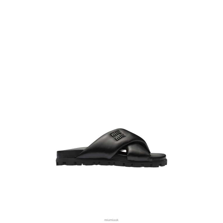 Shoes Leather Slides Miu Miu XH28Z347 Black