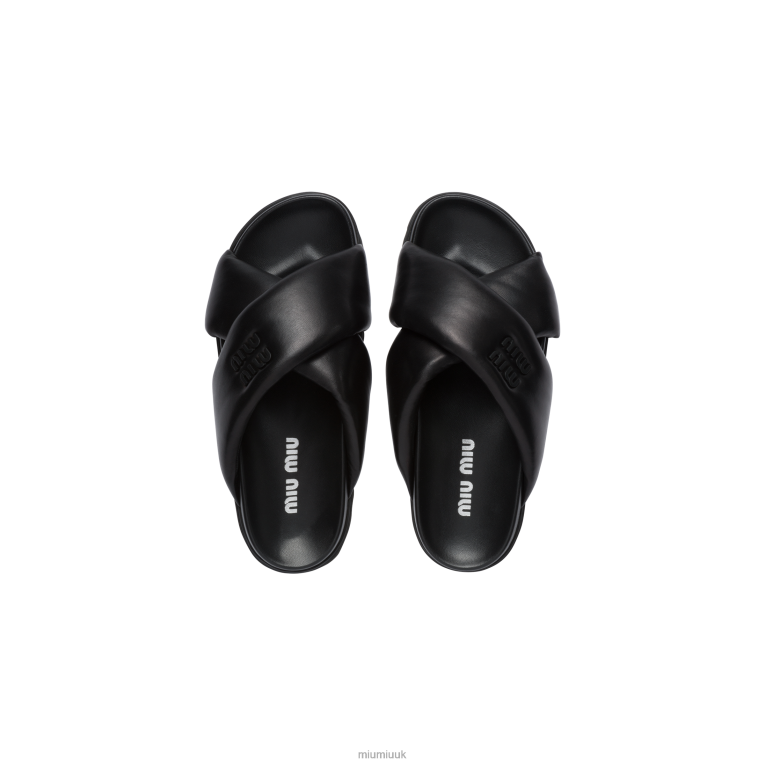 Shoes Leather Slides Miu Miu XH28Z347 Black