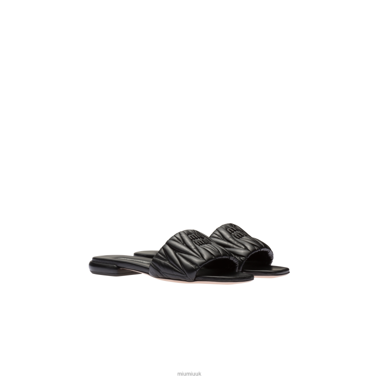Shoes Matelasse Nappa Leather Slides Miu Miu XH28Z255 Black
