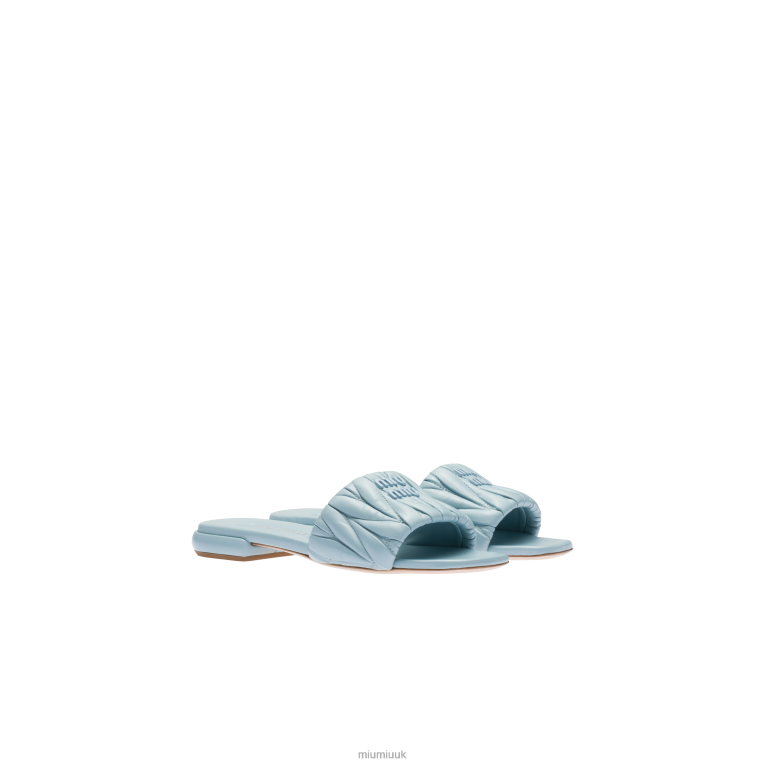 Shoes Matelasse Nappa Leather Slides Miu Miu XH28Z256 Light Blue