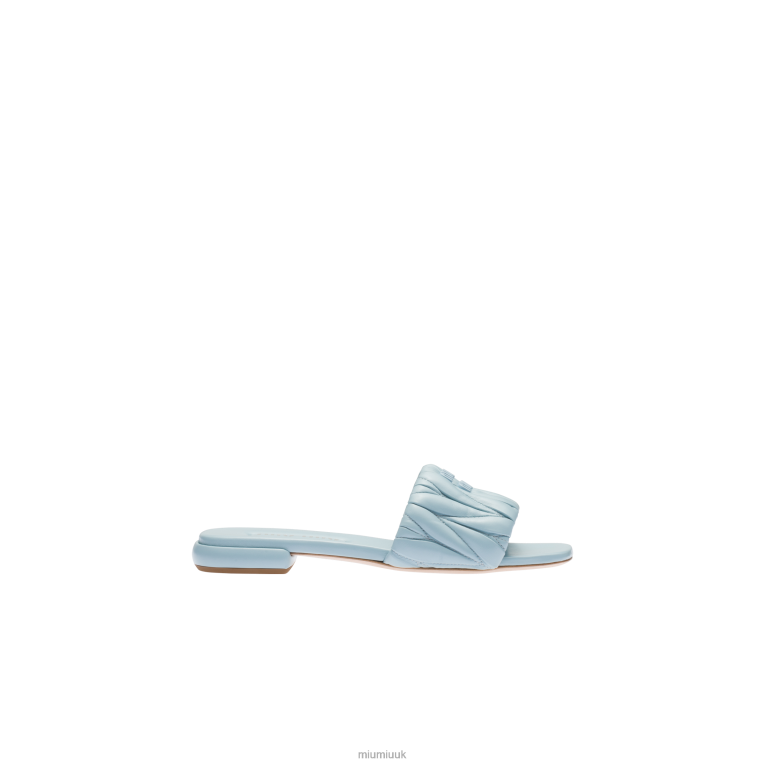 Shoes Matelasse Nappa Leather Slides Miu Miu XH28Z256 Light Blue