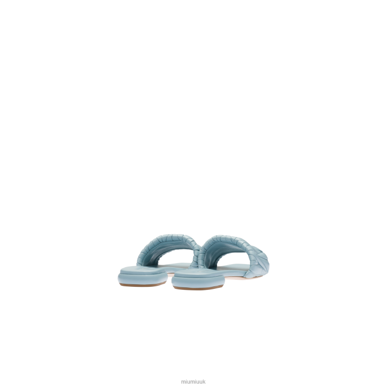 Shoes Matelasse Nappa Leather Slides Miu Miu XH28Z256 Light Blue