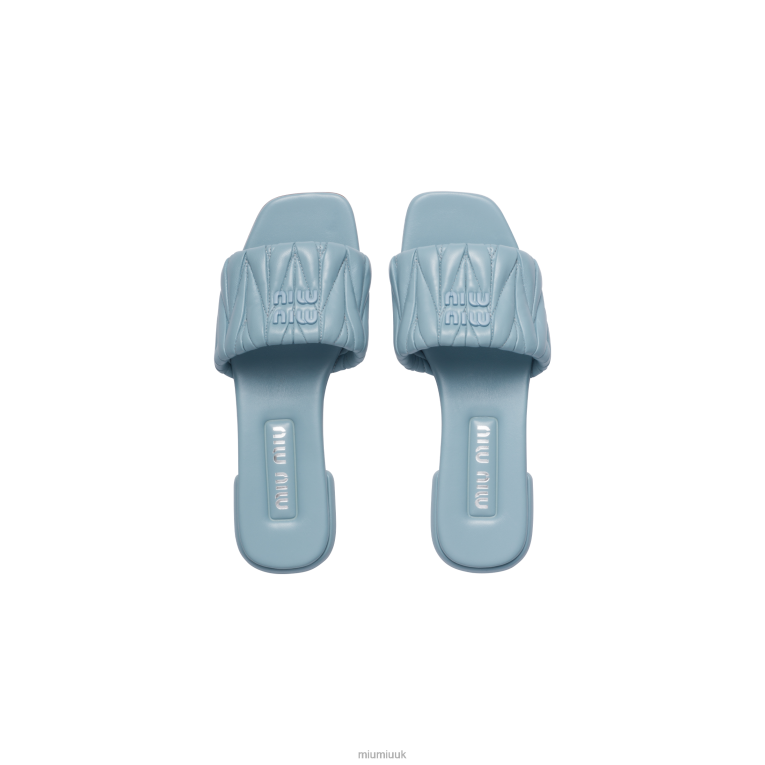 Shoes Matelasse Nappa Leather Slides Miu Miu XH28Z256 Light Blue