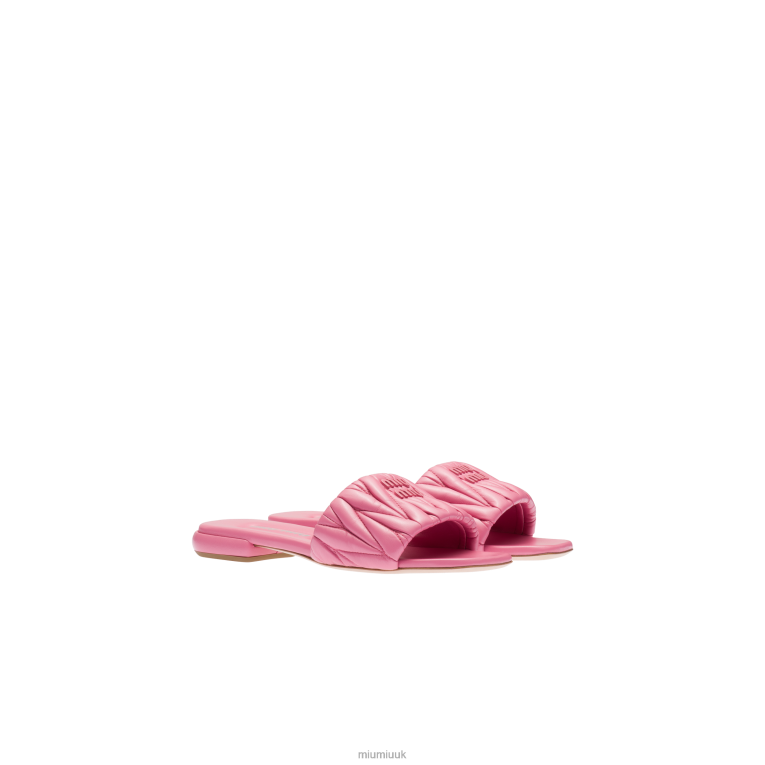 Shoes Matelasse Nappa Leather Slides Miu Miu XH28Z257 Begonia Pink