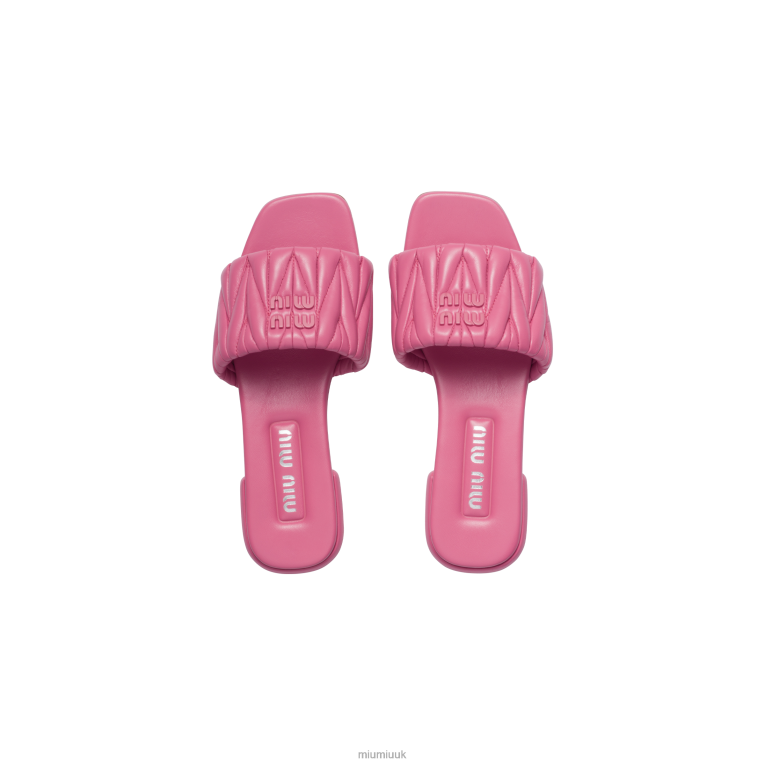 Shoes Matelasse Nappa Leather Slides Miu Miu XH28Z257 Begonia Pink