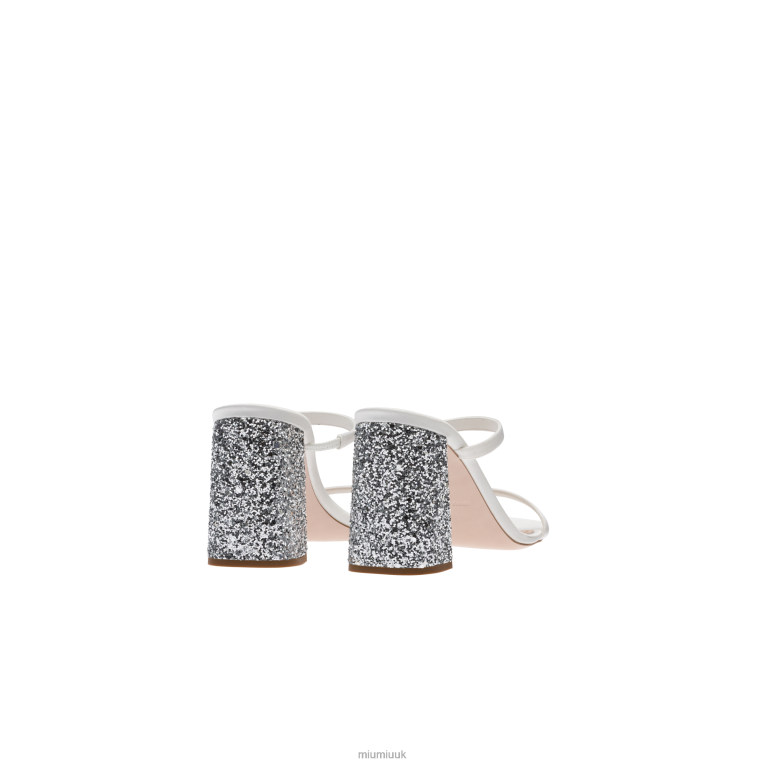 Shoes Satin And Glitter Slides Miu Miu XH28Z238 White/Silver