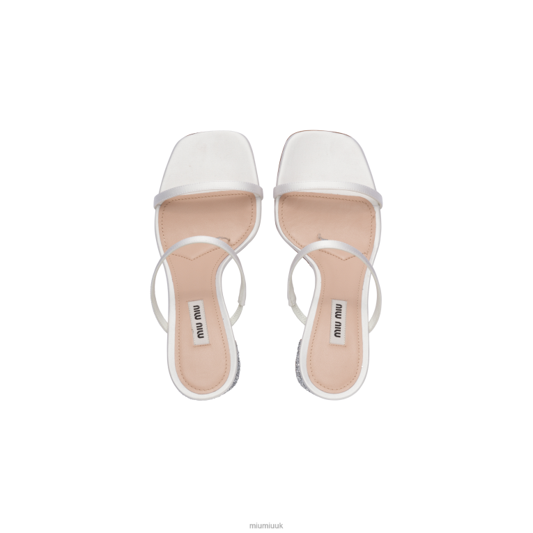 Shoes Satin And Glitter Slides Miu Miu XH28Z238 White/Silver