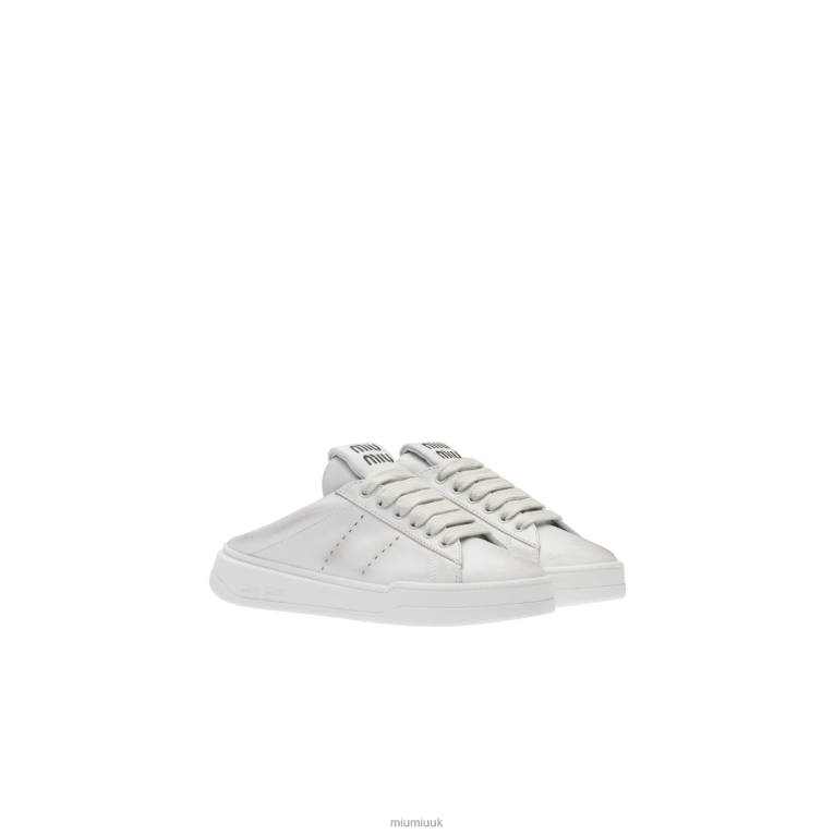 Shoes Bleached Leather Sneakers Miu Miu XH28Z290 White