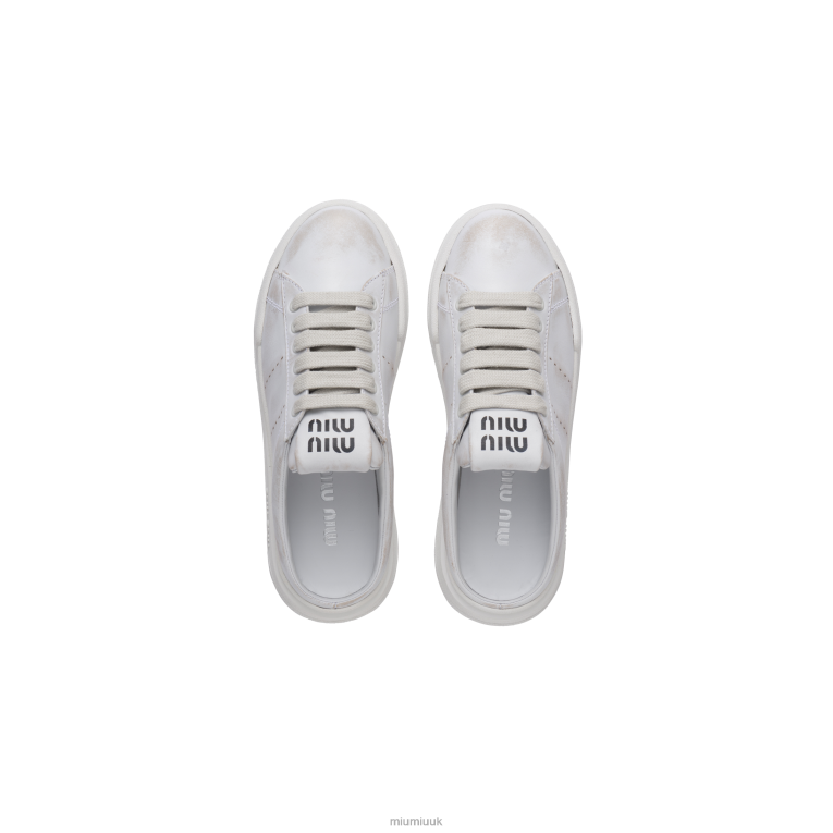 Shoes Bleached Leather Sneakers Miu Miu XH28Z290 White