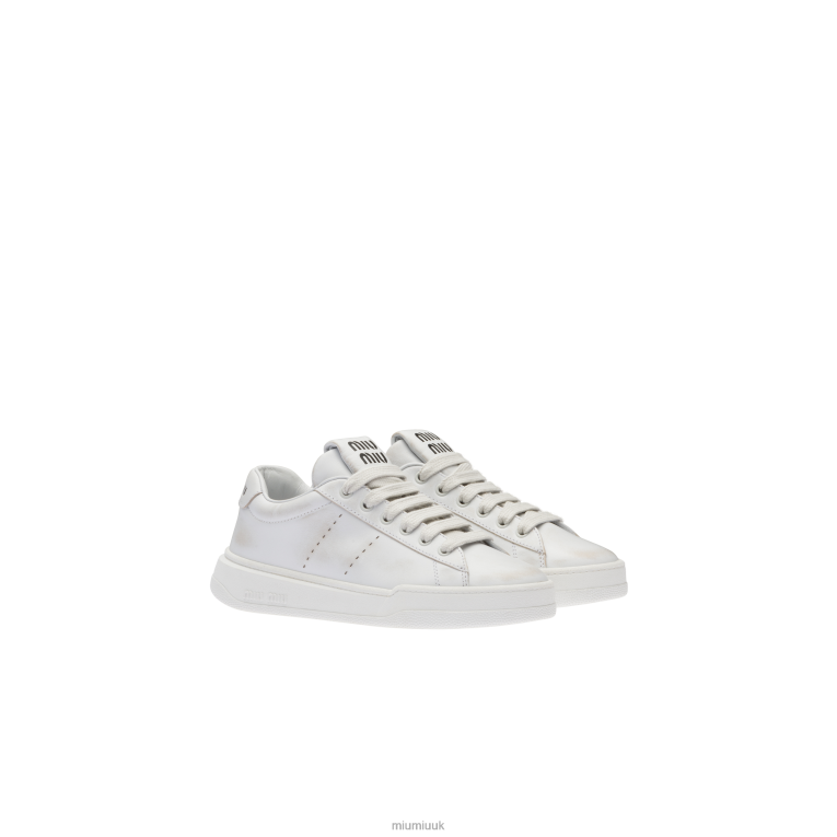 Shoes Bleached Leather Sneakers Miu Miu XH28Z292 White
