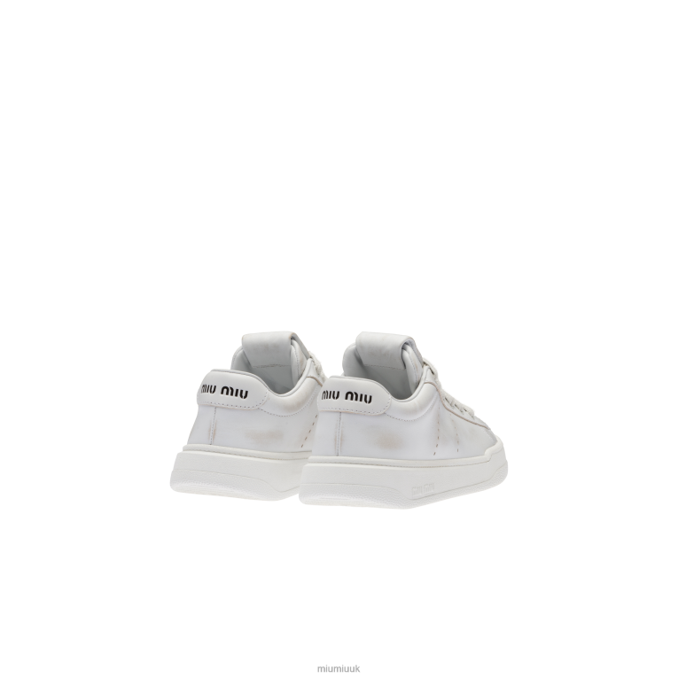 Shoes Bleached Leather Sneakers Miu Miu XH28Z292 White