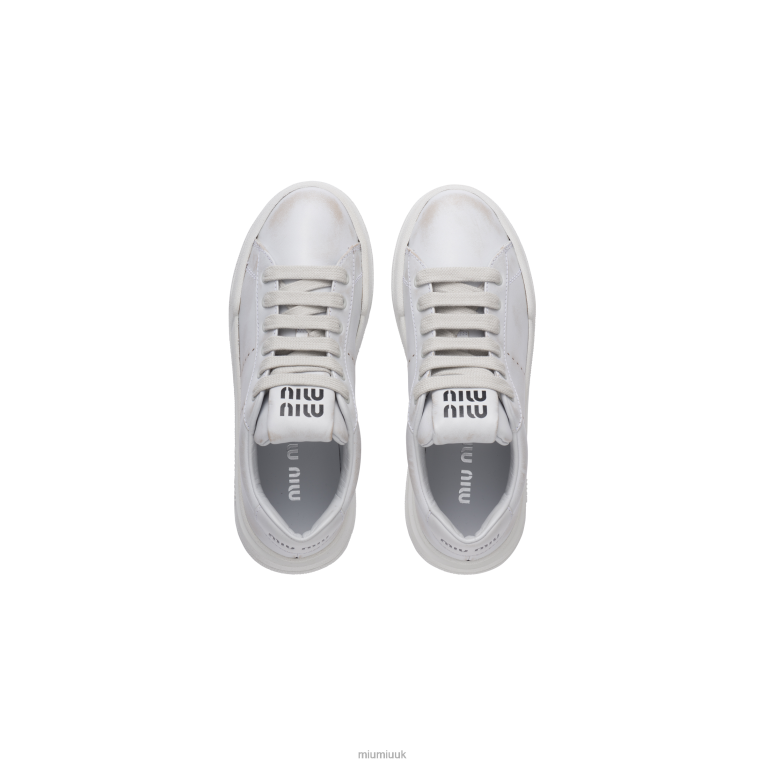 Shoes Bleached Leather Sneakers Miu Miu XH28Z292 White