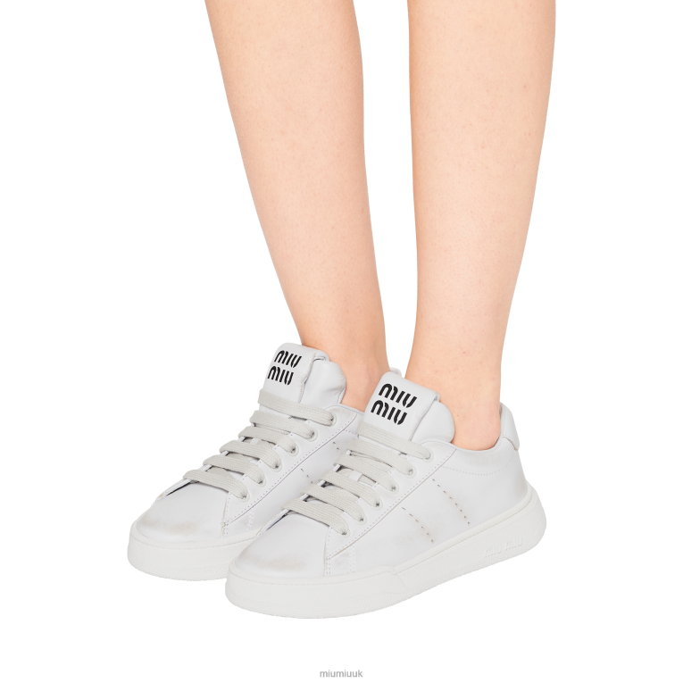 Shoes Bleached Leather Sneakers Miu Miu XH28Z292 White
