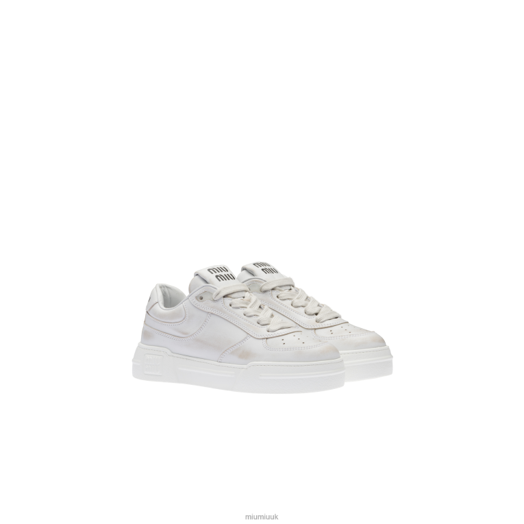 Shoes Bleached Leather Sneakers Miu Miu XH28Z295 White