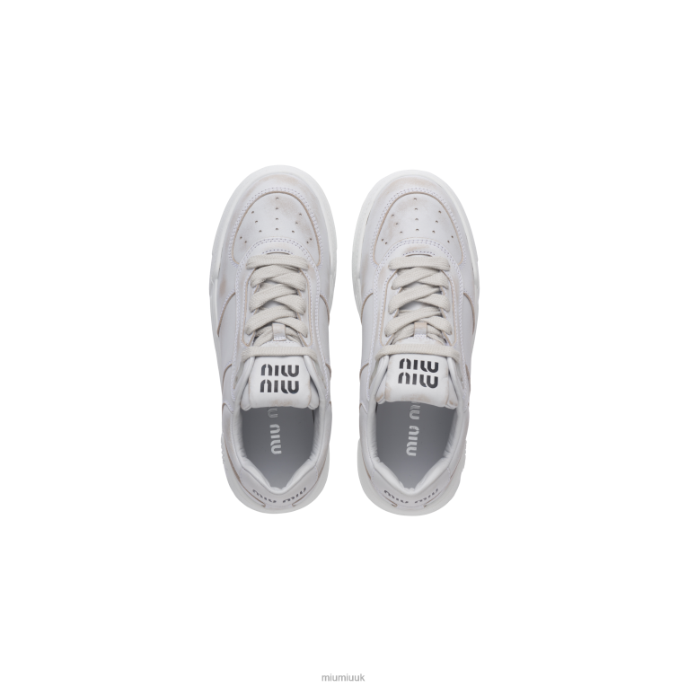 Shoes Bleached Leather Sneakers Miu Miu XH28Z295 White
