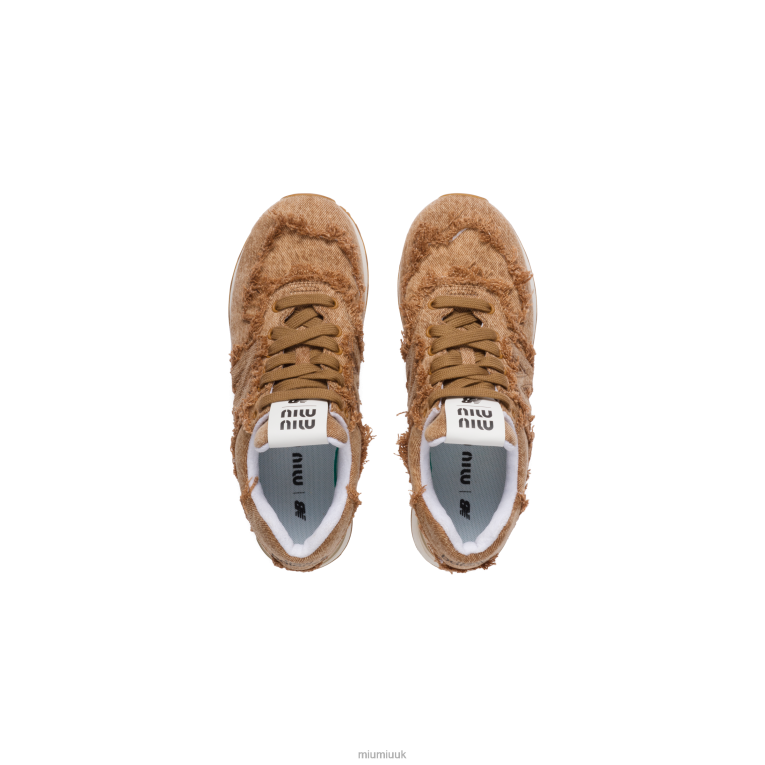 Shoes Marbleized Denim Sneakers New Balance 574 X Miu Miu XH28Z288 Cognac