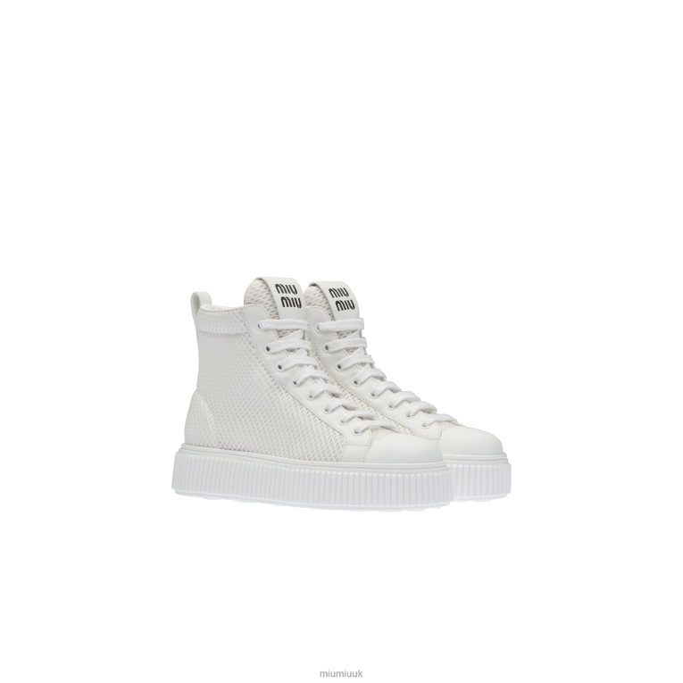 Shoes Mesh Flatform High-top Sneakers Miu Miu XH28Z302 White