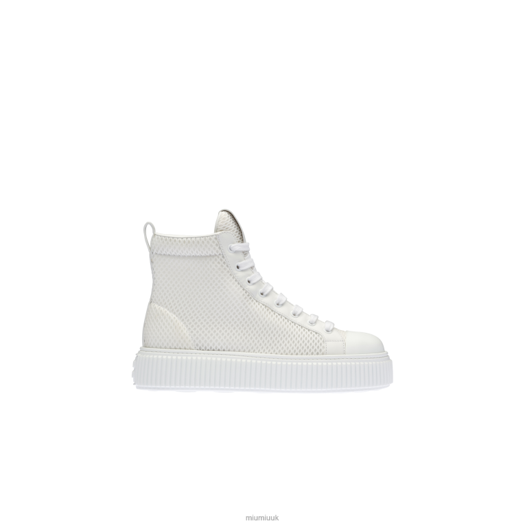 Shoes Mesh Flatform High-top Sneakers Miu Miu XH28Z302 White
