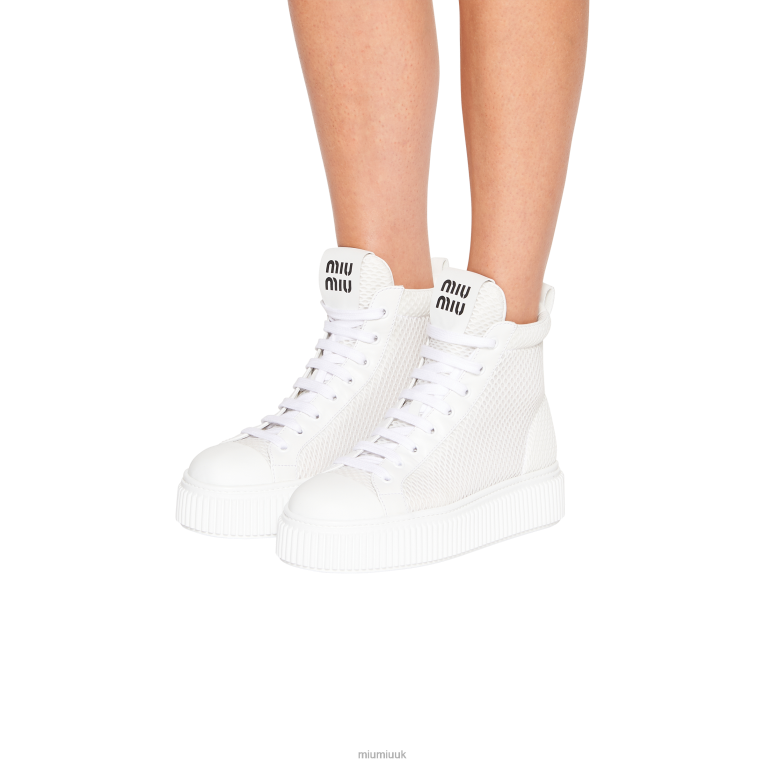 Shoes Mesh Flatform High-top Sneakers Miu Miu XH28Z302 White