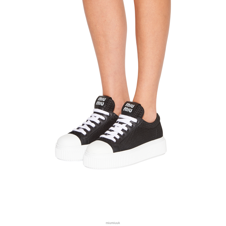 Shoes Mesh Flatform Sneakers Miu Miu XH28Z304 Black